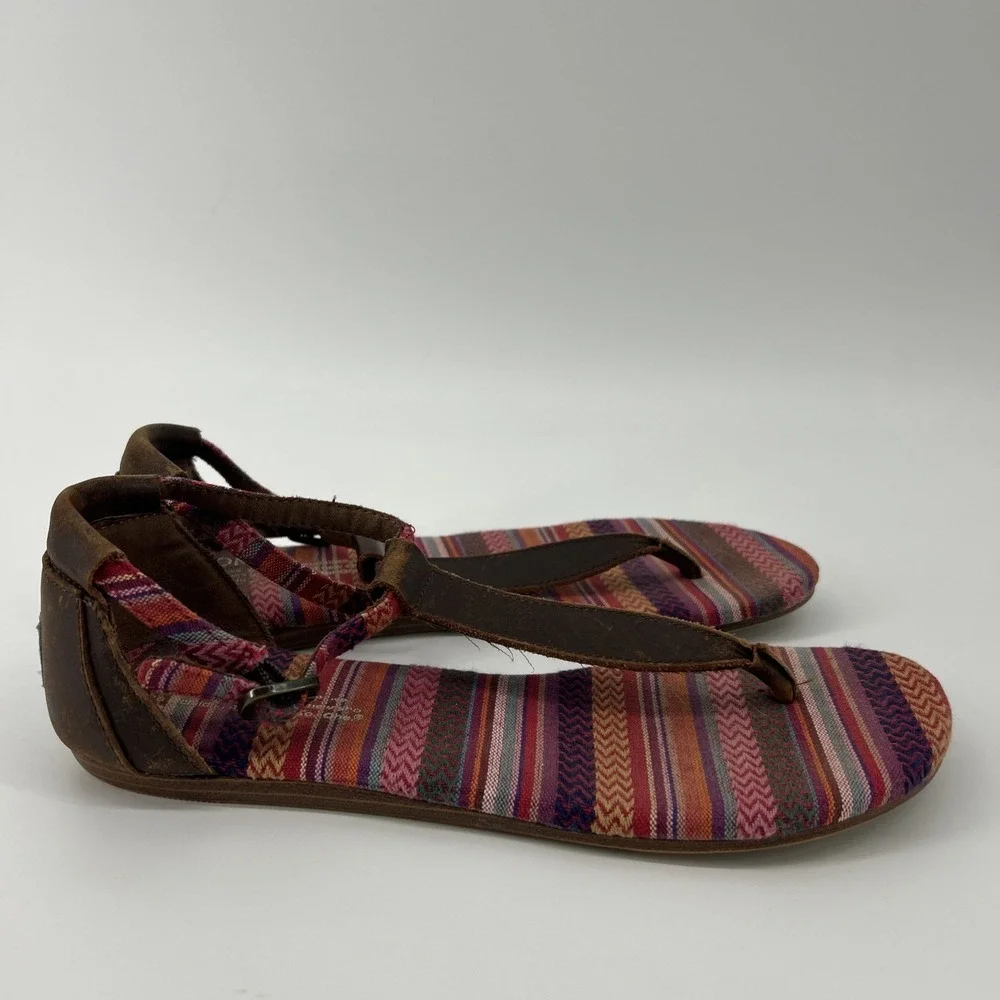 Toms Leather & Textile Sandals Women's 6.5 Boho Bohemian Tribal Southwestern